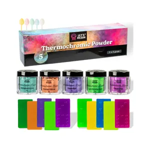 Thermochromic Pigment Powder Temperature Activated Changes At 31 Degrees 5 Colors Changing Powder For Nail Arts