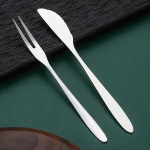 GEMEI grosir Silverware pisau Mini garpu baja nirkarat kecil kue bulan pisau garpu untuk kue bulan makanan penutup buah garpu dan pisau
