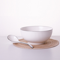 Pas cher style japonais coréen 4.5 pouces bleu et blanc petit riz nouilles soupe ramen bol en céramique ensemble