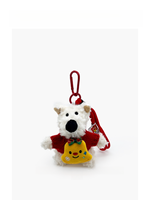 Porte-clés unique en peluche chien sapin de Noël, pendentif créatif chiot en pull rouge pour sac, jouet en peluche de luxe, cadeau de Noël pour enfants