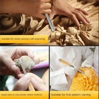 Ensemble de 12 ciseaux à bois avec manche en bois, couteau à sculpter à la main, outils de menuiserie