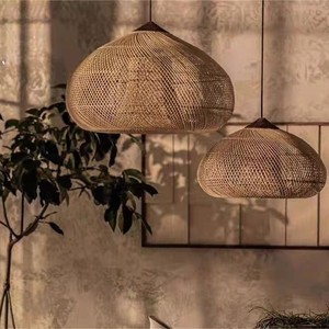 โคมไฟจี้หวายทอทรงกลม LED หัวเดียวสำหรับห้องนั่งเล่นโรงแรมร้านอาหารโรงน้ำชาสไตล์เอเชียตะวันออกเฉียงใต้ - Product Image 1