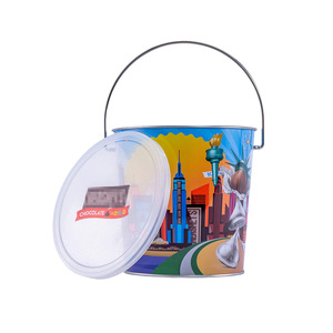 Cubo <span class=keywords><strong>de</strong></span> hojalata para palomitas con asa - Caja <span class=keywords><strong>de</strong></span> regalo para dulces y chocolates, contenedor portátil para aperitivos para fiestas y cajas <span class=keywords><strong>de</strong></span> embalaje <span class=keywords><strong>de</strong></span> alimentos para el hogar - Product Image 3