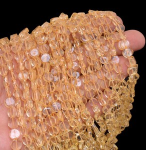 Citrino Natural 7mm-9mm disco de piedras preciosas cuentas de monedas lisas citrino amarillo piedras preciosas semipreciosas Heishi moneda cuentas sueltas para joyería - Product Image 2