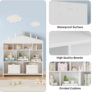Libreria a 8 cubi per <span class=keywords><strong>bambini</strong></span>, mobiletto bianco per giocattoli e casa delle bambole per i più piccoli - Product Image 3