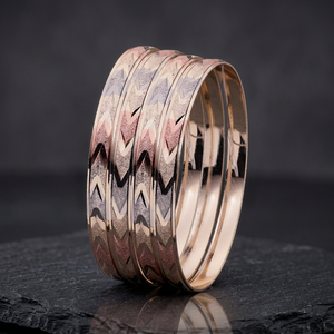 Vente en gros de bracelets remplis d'or 3 tons à la mode, bracelets multi-tons à la mode, bracelets formés d'or 3 tons, ensemble de bracelets en laiton tricolores - Product Image 3