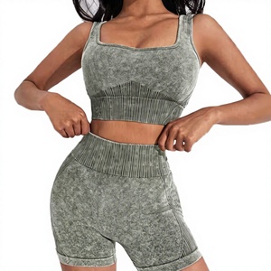 Shorts de yoga respirants à taille haute avec logo GC Solid Front pour femmes, ensemble 2 pièces en Spandex/Nylon - Product Image 2