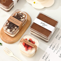 Boîtes pliables en PVC transparent jetables pour tiramisu, mini-boîtes d'emballage pour desserts et bonbons, contenants carrés de qualité alimentaire avec logo personnalisé