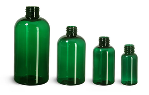 2oz 4oz 8oz 12oz 16oz 60ml 120ml 250ml 350ml 500ml Rondes de Boston vertes en PET avec capuchons à disque noirs - Product Image 5