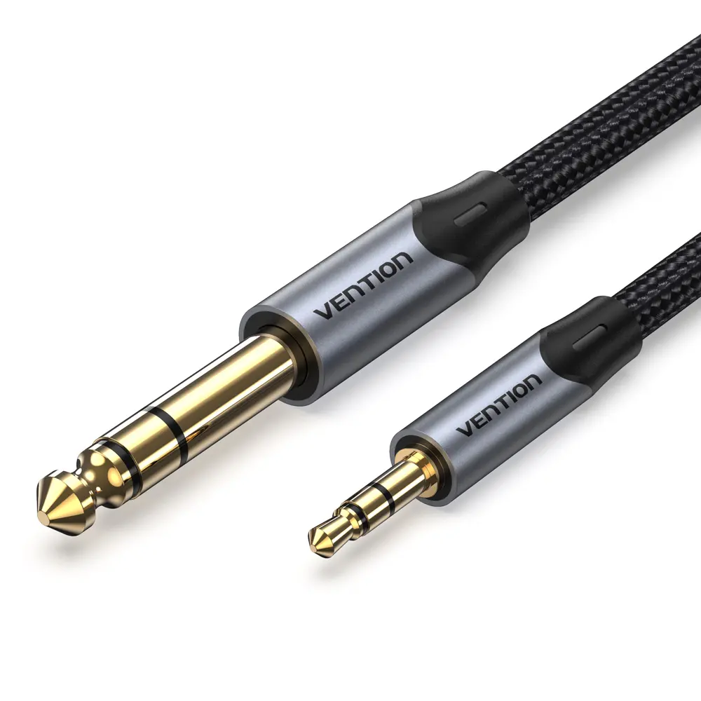 Vention Wholesale Braided TRS Male to Male Microphone Audio Cable Jack TRS 3.5mm to 6.5mm Stereo Audio Adapter Cable