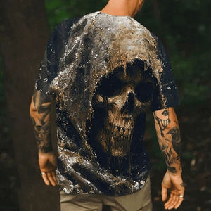 Streetwear <strong>Goth</strong> Skull Digital Print <strong>Tshirt</strong> High Quality O Neck Slim Fit Vintage t Shirt Summer Elastic Wrinkle-Resistant T-shirt - Product Image 6