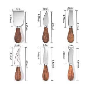 <span class=keywords><strong>Set</strong></span> di 6 <span class=keywords><strong>coltelli</strong></span> da formaggio unici con manico in legno di bambù e lama in acciaio inossidabile, per formaggio e tagliapizza - Product Image 2