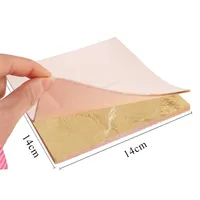 #2.0 14X14cm1000 Lembar/Pack Tembaga Imitasi Emas Daun Lembar Penyepuhan Foil Tembaga Daun untuk Wallpaper Furniture Seni Drcor.