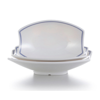 Nouveau pied conception 8.9 pouces bateau forme mélamine bleu cerclées assiettes