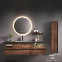JYN 39 pouces pierre d'ingénierie salle de bain vanité meubles en bois massif récupéré armoire de salle de bain rustique