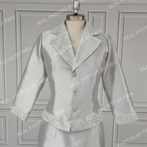 15522 # vraies photos deux pièces mère de la mariée robes de marié costumes mariage invité porter des perles Vintage robe de soirée formelle - Product Image 2