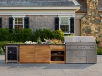 Set Perlengkapan Panggangan BBQ Gas Arang Stainless Steel Modern Custom dengan Engsel Pintu dan Keran Warna Natural untuk Kabinet Dapur Modular Luar Ruangan