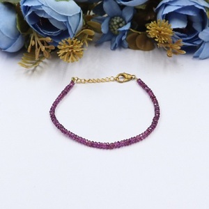 Bracelet perlé rondelle plaqué or de qualité AAA+ avec grenat rouge naturel, pierre précieuse en vrac, idéal pour fêtes, anniversaires et fiançailles - Product Image 3