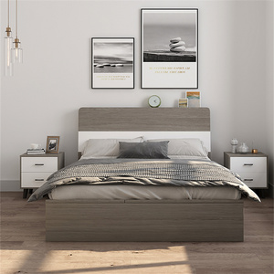 Modern Hotel Bedroom Furniture Set, Durable Wood <b>Storage</b> Bed Frame with Headboard, Eco-Friendly Commercial Apartment Suite, Low - Product Image 1