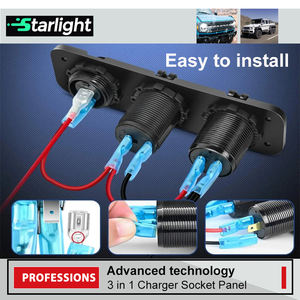 Prise marine 12V étanche avec chargeur USB 3-en-1 QC3.0 et voltmètre LED pour bateau, <span class=keywords><strong>camping</strong></span>-<span class=keywords><strong>car</strong></span>, camion, <span class=keywords><strong>camping</strong></span> - Product Image 3