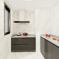 Armoires de cuisine modernes en acier inoxydable écologiques, laquées gris clair, modulaires, sur mesure, Foshan