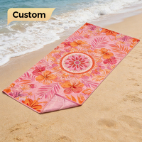 Serviette de plage en microfibre douce à séchage rapide, impression par sublimation personnalisée de haute qualité, motif floral et logo