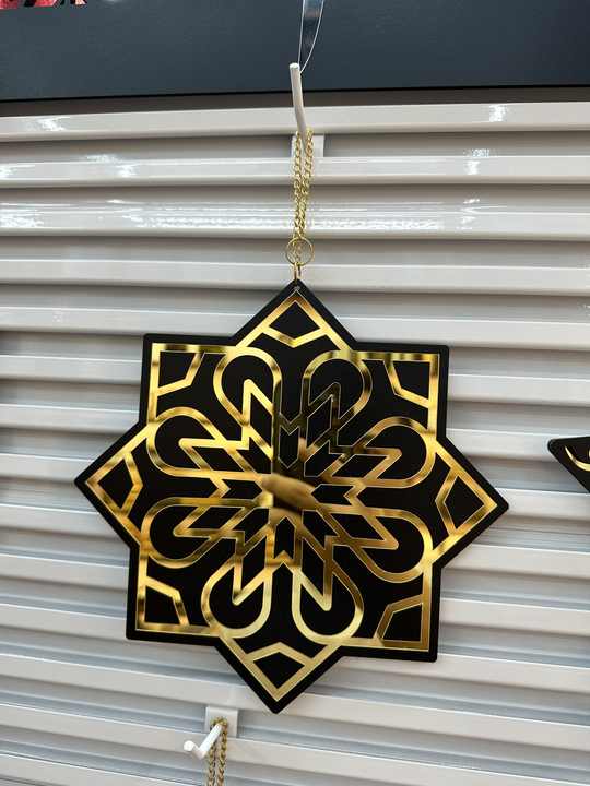 Islamic Black Gold Acrylic Eid Mubarak Party Decorations Moon Hanging ...
