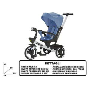 Trilogy Kids Tricycle Blue 28cm Front Wheel With <b>Lights</b> <b>Music</b> 360 Rotatable Seat - Product Image 3