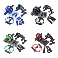 Ensemble de roues abdominales multifonctionnelles JW-524, rouleau de fitness, équipement de gym sept pièces pour l'entraînement aux pompes