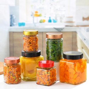 Cao Borosilicate có thể tái chế vuông thủy tinh thực phẩm lưu trữ Jar sinh thái thân thiện và chịu nhiệt với nắp kim loại - Product Image 2
