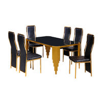 Ensemble de tables à manger en verre trempé de haute qualité à prix abordable, design moderne style ferme, 6 places, meubles de salle à manger pour la maison