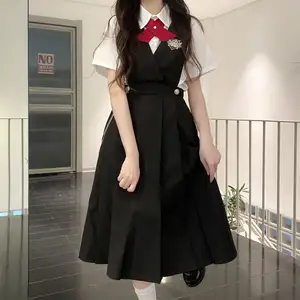 Groothandel Op Maat Meisjes Schooluniform Jurken Truien Geplooid Wit Overhemd Knoop En Lange Rok Sets Pak