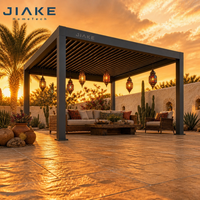 Jiake 6063-T5 Aluminium-Pergola mit Motorisiertem Lamellendach für Wüstenoase Hinterhof Garten Terrasse Pavillon Gartenlaube