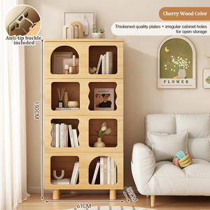 Precio de fábrica Estante para librería Gabinete bajo Combinación de almacenamiento para el hogar Gabinete de almacenamiento Estudio Estilo crema Gabinete Estantería con patas - Product Image 2