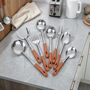 GEMEI nuovo prodotto spatola scolapasta cucchiaio mestolo grano di legno in acciaio inox utensili da cucina per la <span class=keywords><strong>casa</strong></span> <span class=keywords><strong>e</strong></span> la cucina utensile - Product Image 1