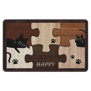 Tapis de bain puzzle chat noix de Sally Ma, rectangulaire, en fibre de polyester, absorbant, antidérapant, pour usage domestique - Product Image 1