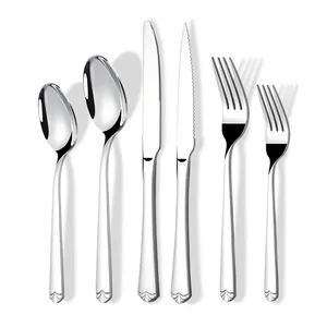 Dropshipping Wholesale Bulk Flatware Silverware Knife Fork Spoon Set Restaurant Stainless Steel Wedding Cutlery