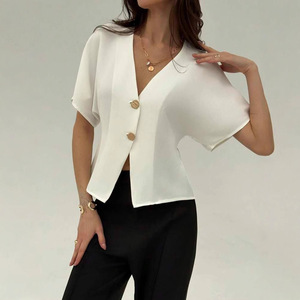 Commerce extérieur transfrontalier pour vêtements féminins : Nouvelle mode, cardigan boutonné mignon à manches courtes pour le quotidien - Product Image 3