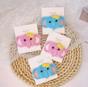 Latest Hot Sale Handmade Crochet Cartoon Hair Clip Cute Elephant Hairgrips Hairpins Kids Child BB Baby Hair Accessories for Girl