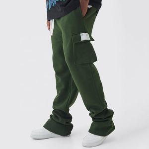 Радужный спрей с логотипом на заказ Новый стиль уличная одежда французский махровый карго карман спортивные брюки повседневные расклешенные штабелевые спортивные штаны для мужчин - Product Image 1