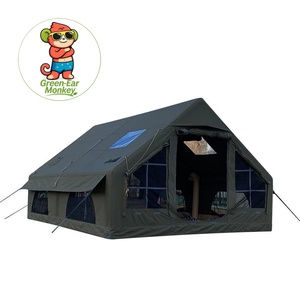 Tente <span class=keywords><strong>de</strong></span> <span class=keywords><strong>camping</strong></span> gonflable Green Ear Monkey, installation facile, 4 saisons, imperméable, coupe-vent, 12m², une chambre, fenêtres et portes en maille, pompe incluse - Product Image 1