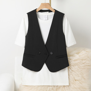 Chaleco de Traje para Mujer, Cuello en V, Sin Mangas, Color Sólido, a la Moda - Product Image 2