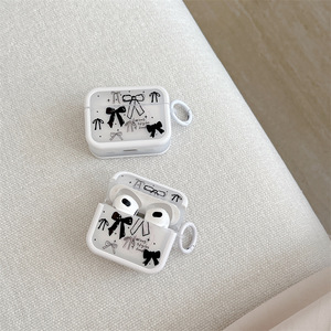 Simplicity Dot Black and White Bow para <span class=keywords><strong>Airpods1</strong></span>/<span class=keywords><strong>2</strong></span> 3 4 <span class=keywords><strong>2</strong></span>-en-1 Funda para auriculares con hebilla para auriculares antipérdida - Product Image 2