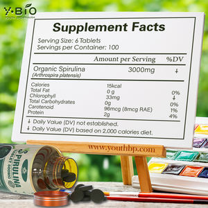 Comprimés de Spiruline 500mg avec <span class=keywords><strong>Vitamine</strong></span> A, Fer, <span class=keywords><strong>B12</strong></span>, Protéines Végétales, Superaliment, Nutrition Quotidienne pour Adultes Actifs, Marque Privée OEM - Product Image 5