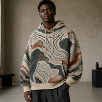 Hoodie Tapestry Kustom Katun Poliester Jacquard Tenun Abstrak Lanskap Pullover Pria Hip Hop Streetwear Fashion
