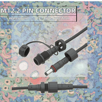 Connecteur d'alimentation LED universel Bairui M12 à 2 broches en cuivre et nylon, DC 60V, rond, à montage sur panneau, étanche IP67, 5A