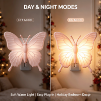 Veilleuse LED Papillon Mignonne OEM Direct Usine, Rotative à 360°, Lumière Douce et Chaude, Décoration de Chambre pour Enfants, Cadeau, Vente en Gros