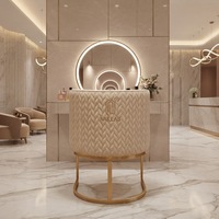 Tabouret de pédicure ergonomique moderne en cuir PU, réglable en hauteur, avec dossier, pour salon de beauté, hôtel et salon. Vente en gros.