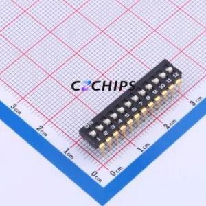 YDD12H2 DIP Switch Through hole Component (THT) Switch 12 2.54mm Black - Product Image 1