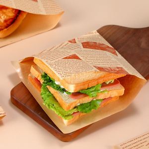 Bolsas para Aperitivos, Bolsas para Papas Fritas Resistentes a la Grasa, 100 Unidades, Bolsas de Papel para Golosinas, Papel Periódico Sepia Resistente, 17*18 cm - Product Image 3